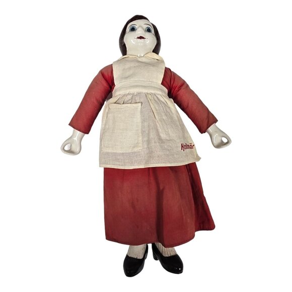 Antique Chef & Baker 16" Porcelain Dolls European Kalmar Cloth Body Baking Theme - Picture 5 of 16